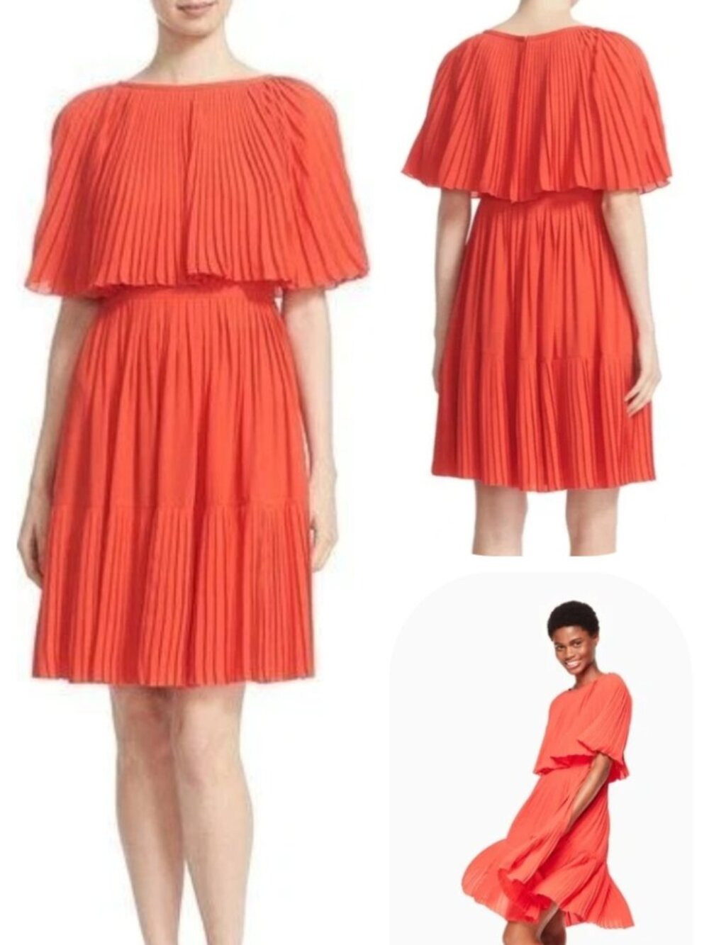 New KATE SPADE Size 10 Persimmon Grove Pleated Cape Dress $448, formal occasions